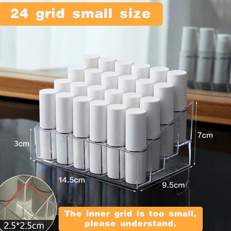 24/9 Grid Lipstick Box Acrylic Makeup Organizer Storage Box Lipstick Nail Polish Display Stand Holder Cosmetic Organizer Box 6