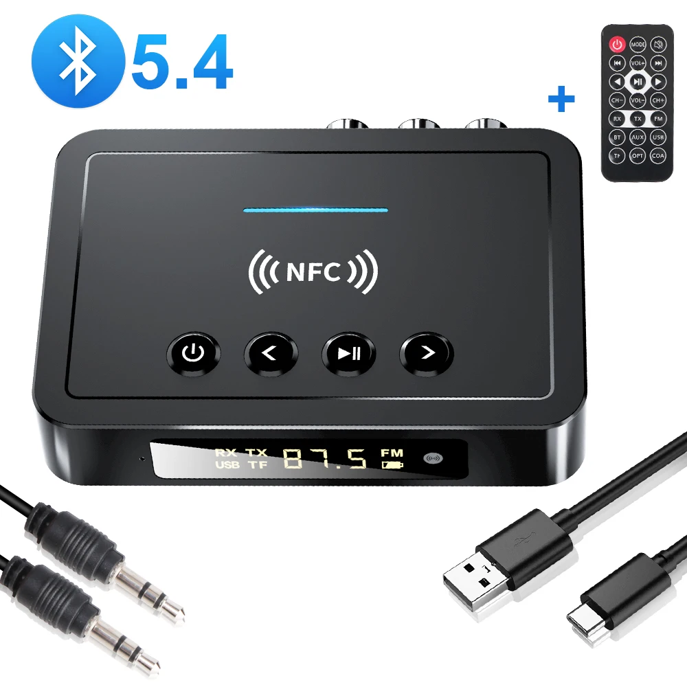 Rechargeable Remote Controller 3.5mm AUX/RCA/USB U Disk/TF Input M6 Digital Adapter Bluetooth 5.4