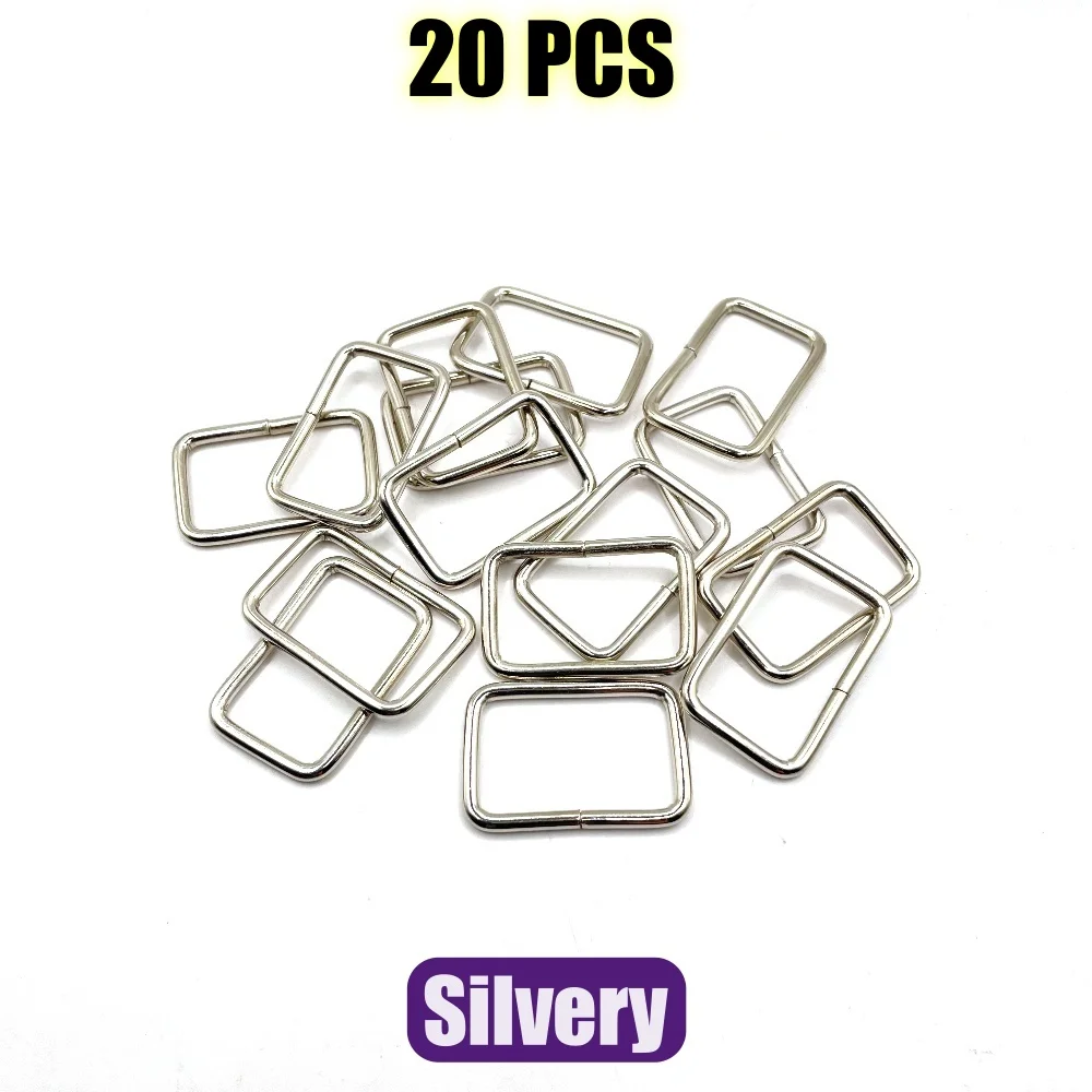 Metal Rectangle Ring Buckle Slide Loop - 20-Pack