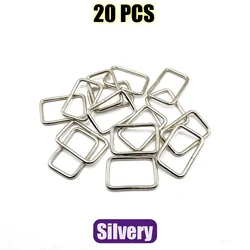 Metal Rectangle Ring Buckle Slide Loop - 20 - Pack - 38mm (Silvery)