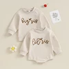 2023-08-15 Lioraitiin0-18M Sister Matching Romper Outfits Letter Print Long Sleeve Round Neck Sweatshirt Toddler Fall Clothes 1