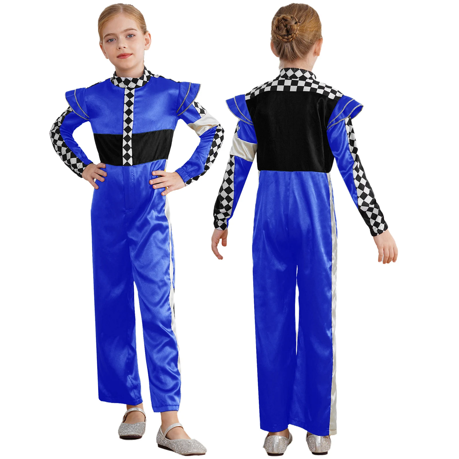 thumbnail image 1 of Disfraz de corredor Unisex para niños y niñas, traje de Cosplay con estampado de tablero de ajedrez, disfraz de Halloween, trajes de rol de corredor, 1 of 5