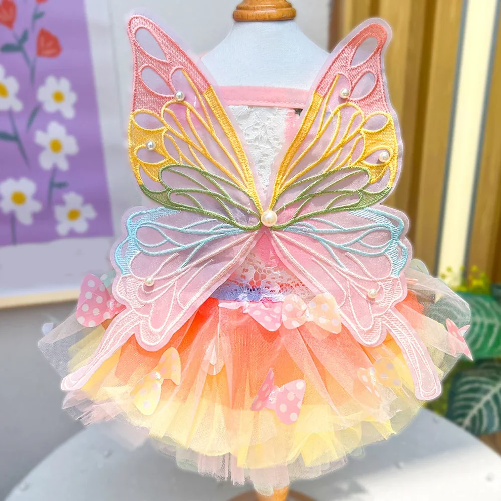 Schmetterlings-Prinzessinnenkleid für Hunde, Süße Weiche Bedruckte Sommerkleidung in Rosa für Superkleine Niedliche Chihuahua-Maskottchen – Detail 26