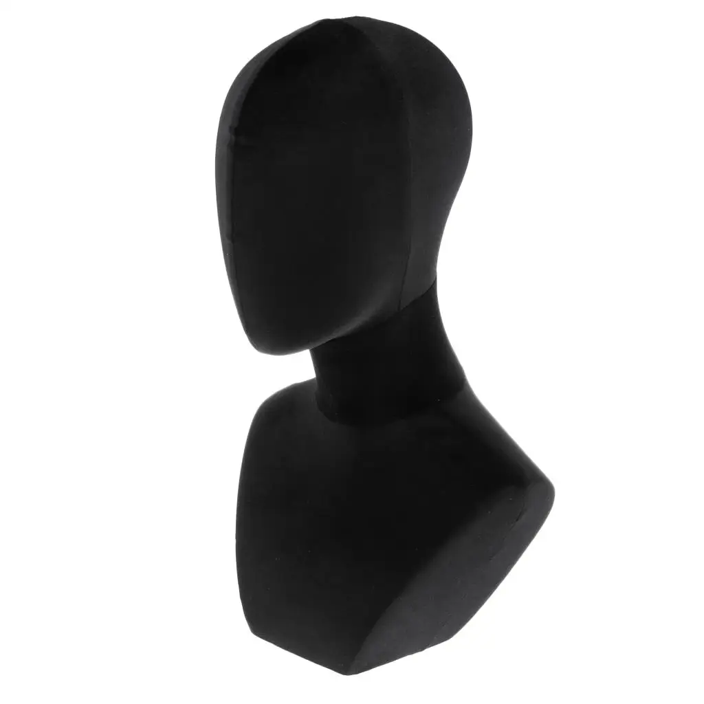 Velvet Head Bust (Black), Jewelry Display Model for Wigs/Scarf/ /Headphone