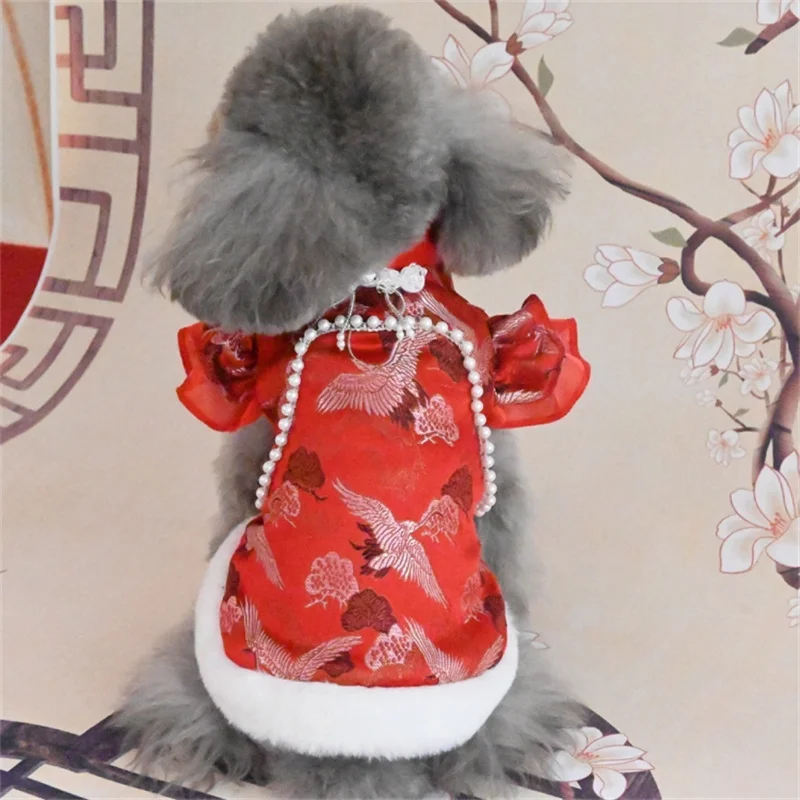 

Winter Dog Clothes Coat Jacket Chinese New Year Dog Costume Yorkshire Bichon Poodle Schnauzer Pomeranian Tang Suit Pet Clothing