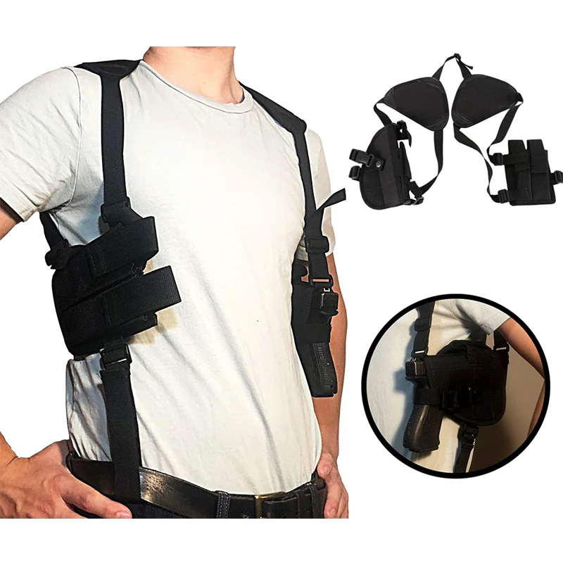 Versatile Concealed Carry Underarm Shoulder Holster with Dual 9mm Pouches