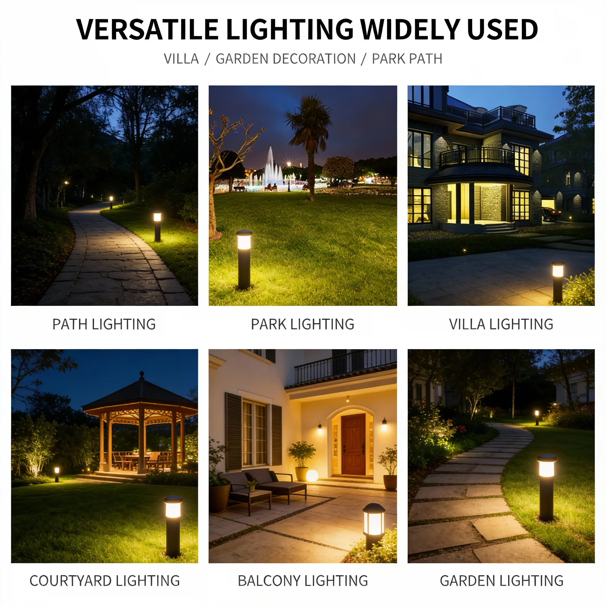 12pcs solar stainless steel stick lights+4pcs solar step light +4pcs solar wall light+4pcs Solar Semi-Circular Outdoor Lights