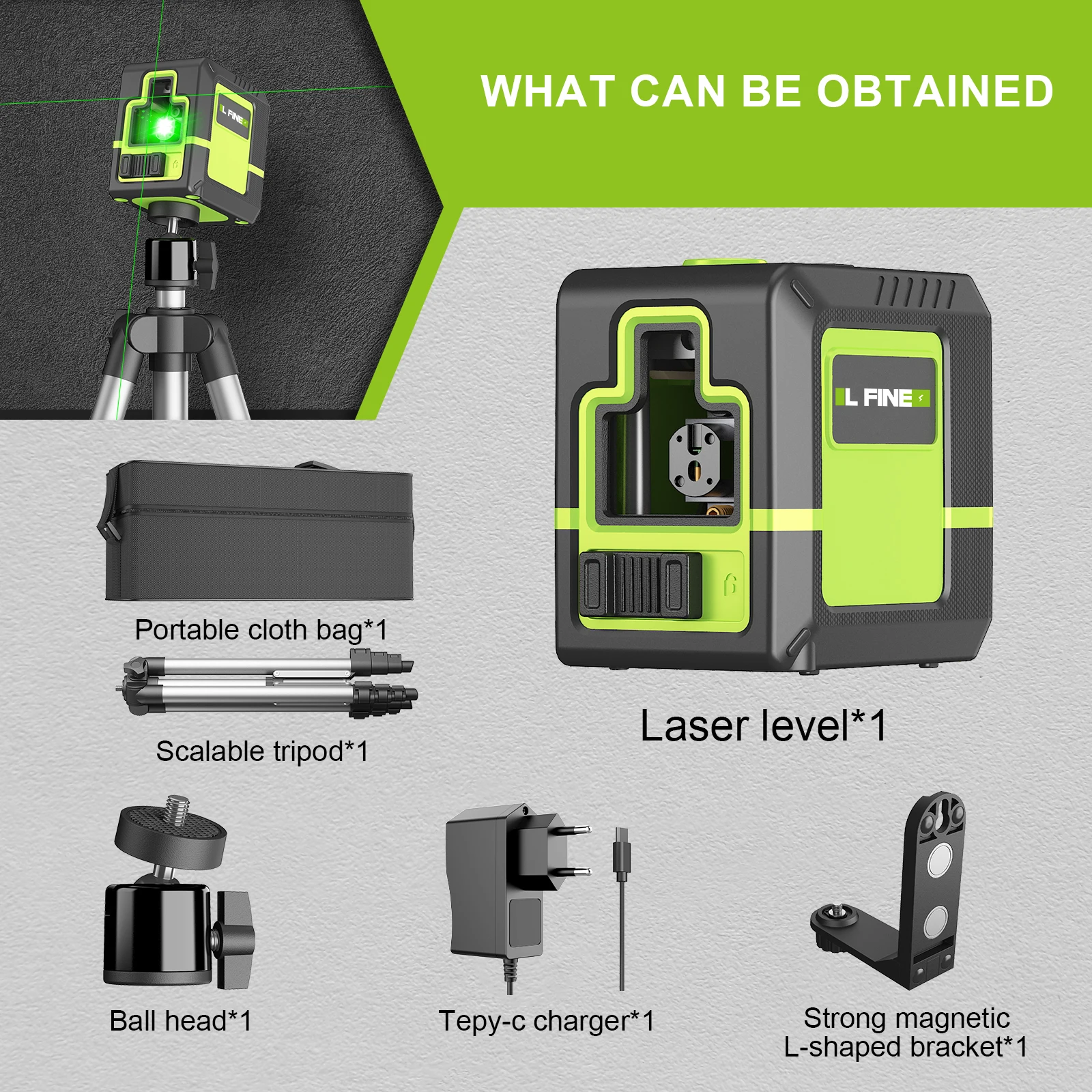 Laser Level 2 Lines With Tripod 360&deg;Self -Leveling