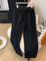 150Kg Plus Size Women's Hip 153 Winter High Waist Straight Leg Fleece Jeans Loose Wide Leg Pants Black 5XL 6XL 7XL 8XL 9XL - Image 3