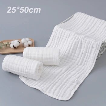 Asciugamano neonato in mussola Articoli per bambini Bianco 6 strati Asciugamani per il viso per bambini 100% cotone Bavaglini per bambini Panno per ruttino 1/3 pezzi 25 * 50 cm