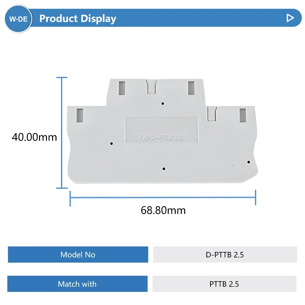 1 Piece D-PTTB2.5 End Cover for PTTB2.5 Din Rail Terminal Blocks din rail terminal block