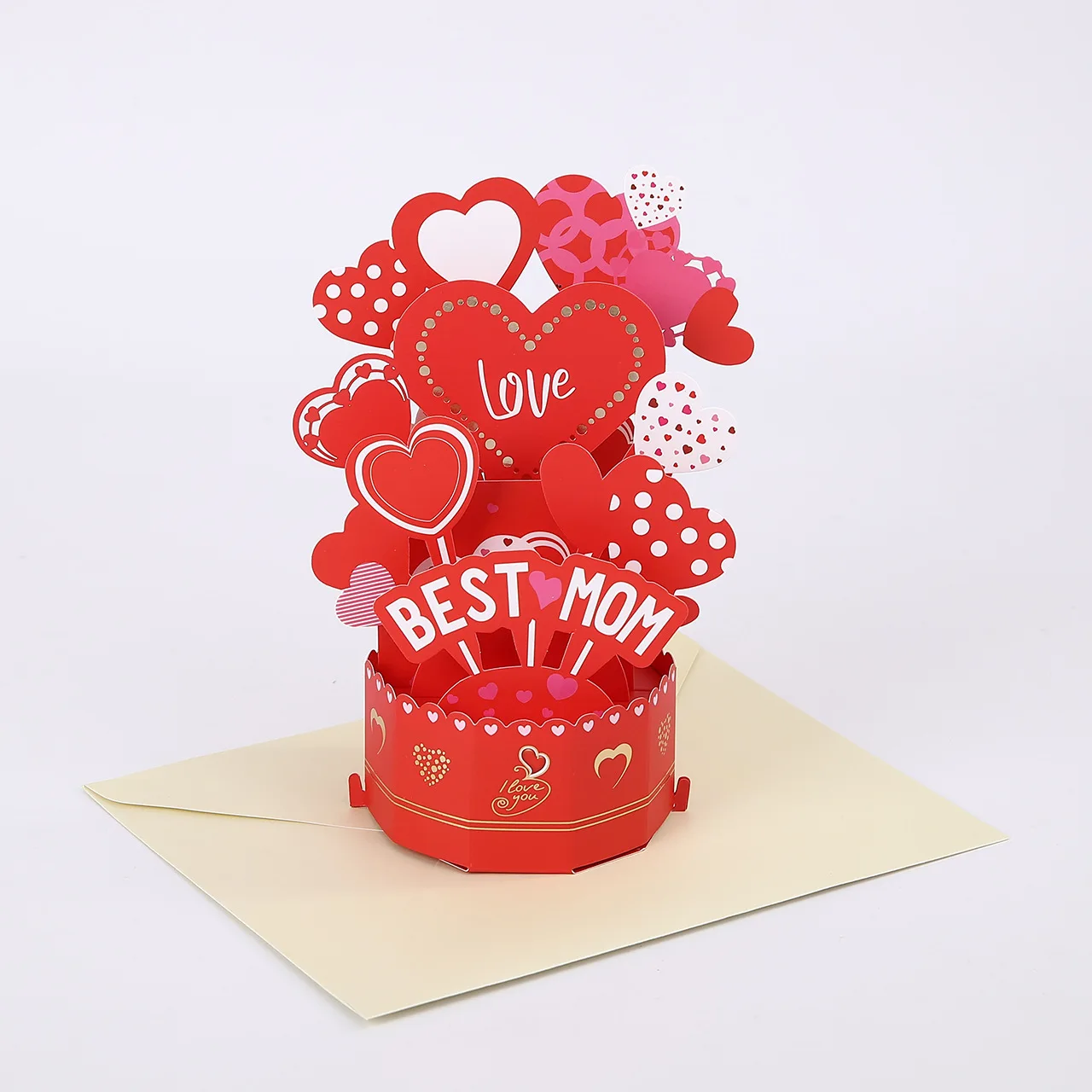 3D Gold Plated Flower Cards, Mother's Day Love Cards, Cross border Trophy and Birthday Gifts for Mothers With Envelope