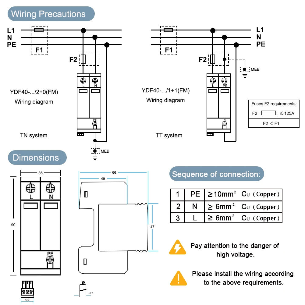 DIN Rail Surge Protector Voltage Surge Arrester Device 2.0KV (4P 40KA) 4P 3-Phase Lightning Protection Device