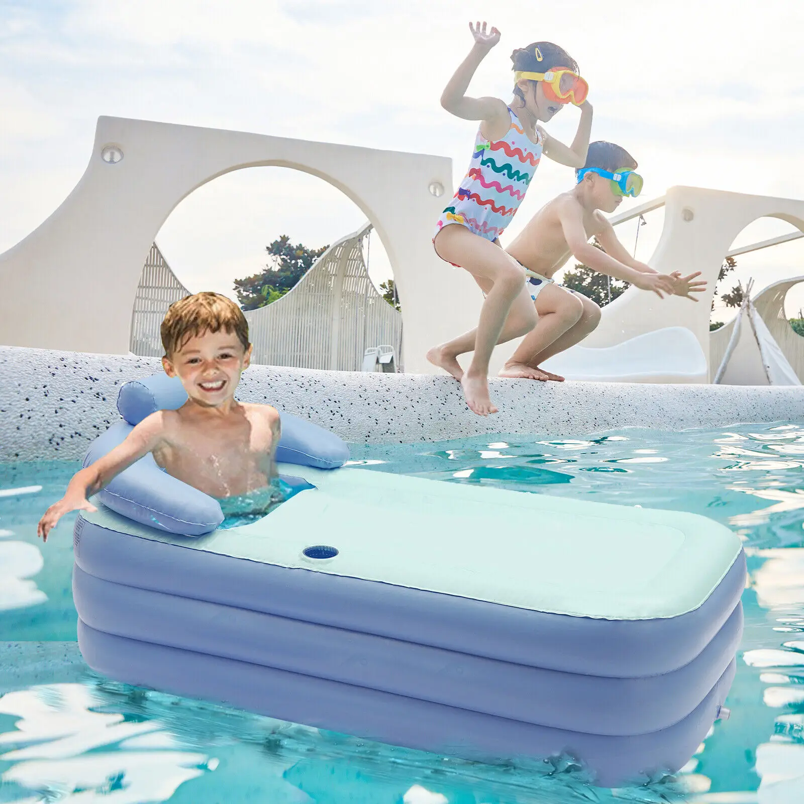 

Foldable Inflatable BathTub Travel Blue Bath Tub Large Tub Spa Home Swimming Pool Application 160 x 82 x 75 CM