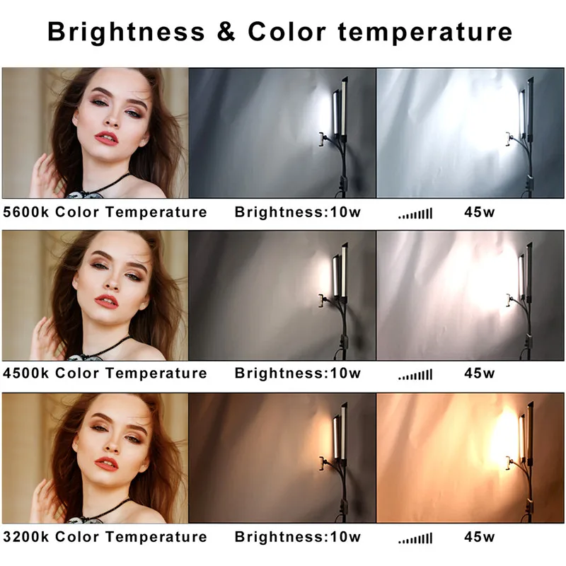 45W LED Video Light Double Arms Fill LED Light Selfie Light Long Strips LED Light for Photo Studio Live Broadcast Tiktok Stream 5
