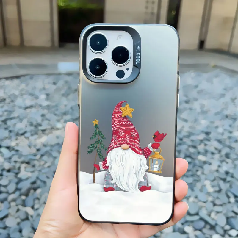 Niedliche Weihnachts-Weihnachtsmann-Handyhülle für iPhone 17 16 15 14 Pro Max 13 12 11 Pro Max Mini 15 Plus Stoßfeste Laser-Cover – Detail 3