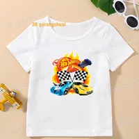 Bébé à manches courtes garçons t-shirt pour filles t-shirt fille t-shirt enfants vêtements voiture roues chaudes course 3 4 5 6 anniversaire graphique t-shirts 5