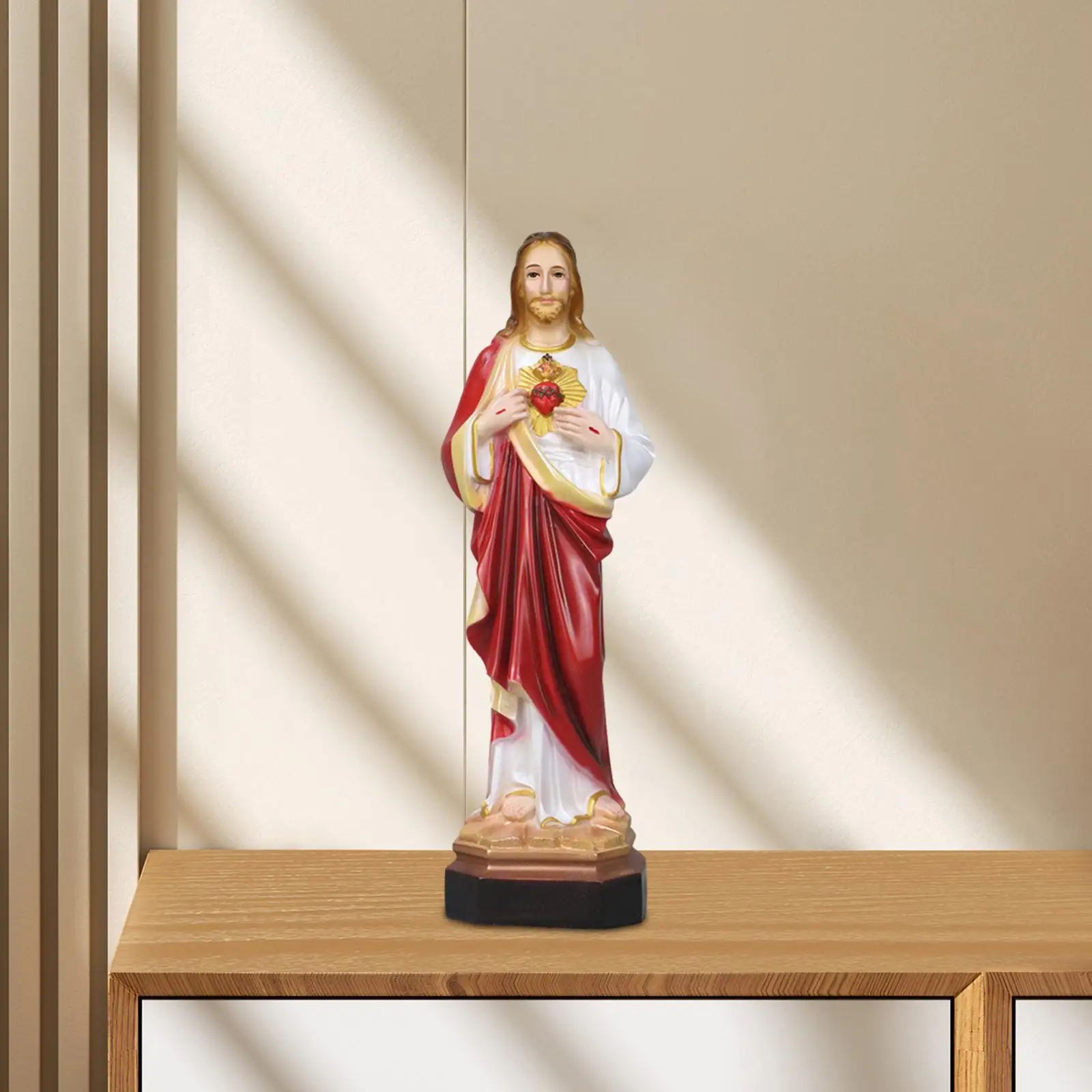 

Holy Jesus Figure Decorative Sacred Heart of Jesus Figurine for Church Shelf