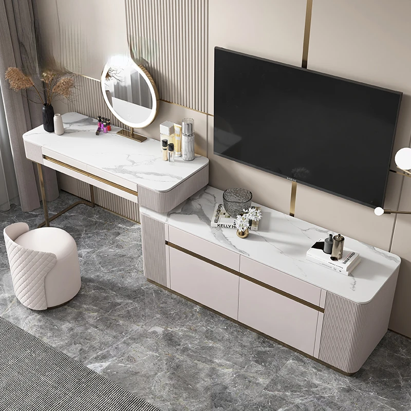 

Luxury Solid Dresser Tables Bedroom Cabinets Vanity Modern Makeup Dressing Table With Mirror Comfortable With Bedroom Drawers