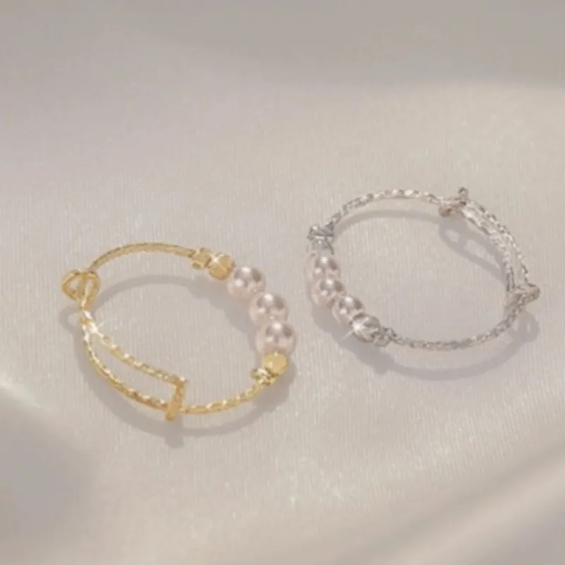 Silver Color Slim Imitation Pearl Rings for Women New Trend Statement Circle Ring Party Jewelry Accessories