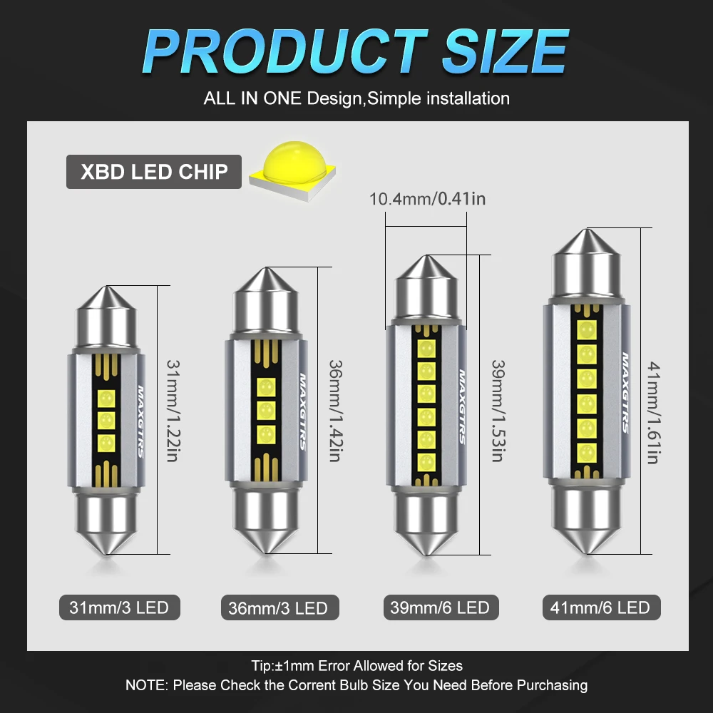 2�� ��ǰ�� 31mm 36mm 41mm C5W C10W XBD LED CANBUS �ڵ��� �佺�� ����Ʈ �ڵ��� �ǳ� �� ���� ������ ���� 6000K ���