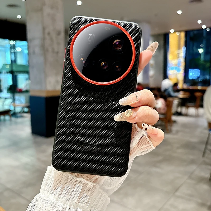 Luxury Magnetic Soft TPU+Nylon Woven Leather Back Anti-Fingerprint Phone Case