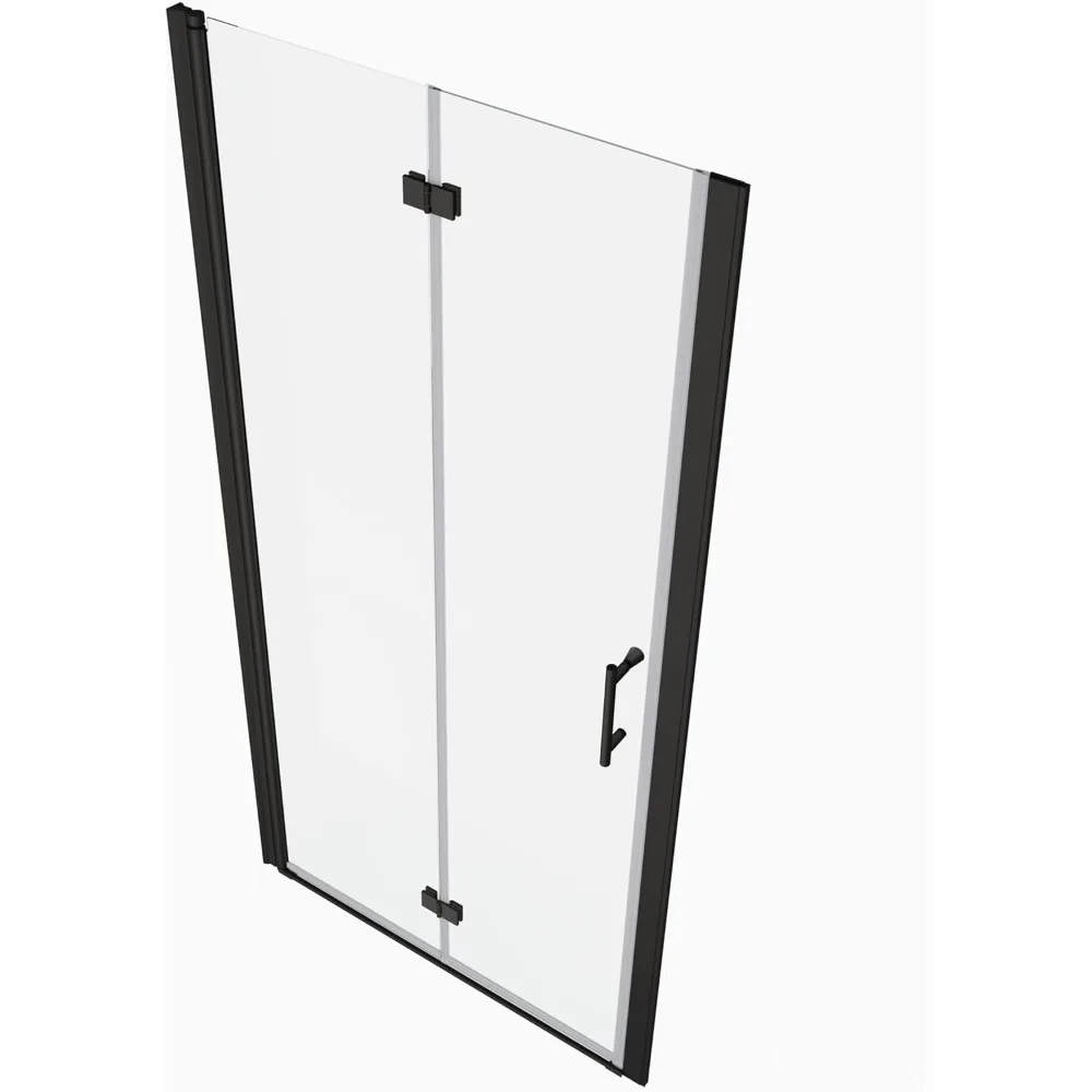 32" W x 72" H Double Fold Glass Shower Door, 1/4" Folding Clear Glass Shower Panel Pivot Swing Frameless Shower Door 6