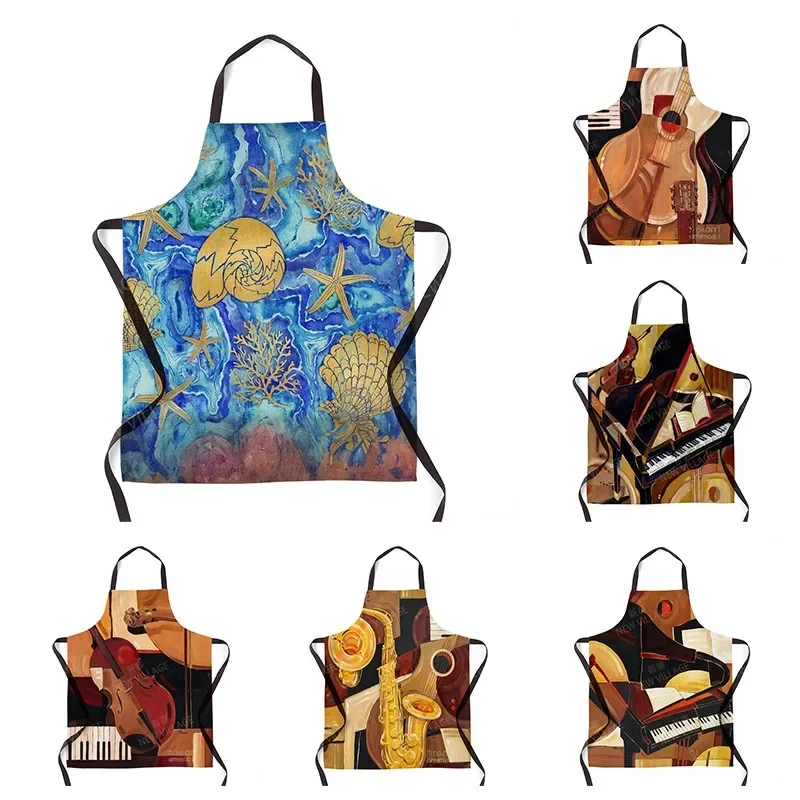 

Эстетичный женский кухонный фартук, Детский водонепроницаемый фартук для официантки, оригинальный маслостойкий модный фартук в гавайском стиле