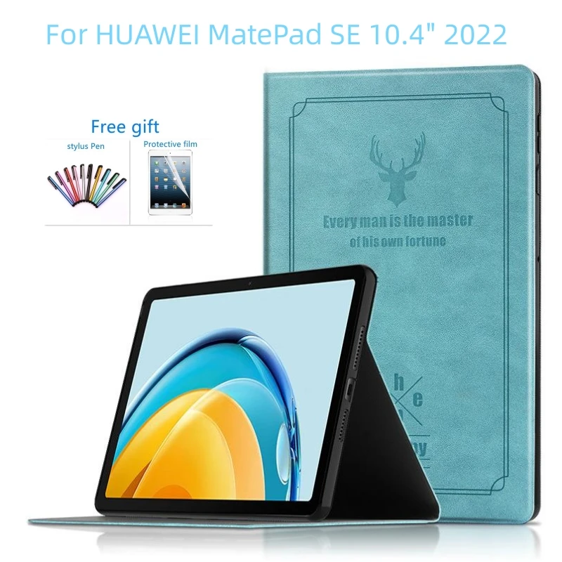 

For Huawei MatePad SE 10.4" 2022 PU Leather Stand Magnetic Flip Stand For Matepad SE 10.4Inch AGS5-L09 AGS5-W09 Case+Film+Pen