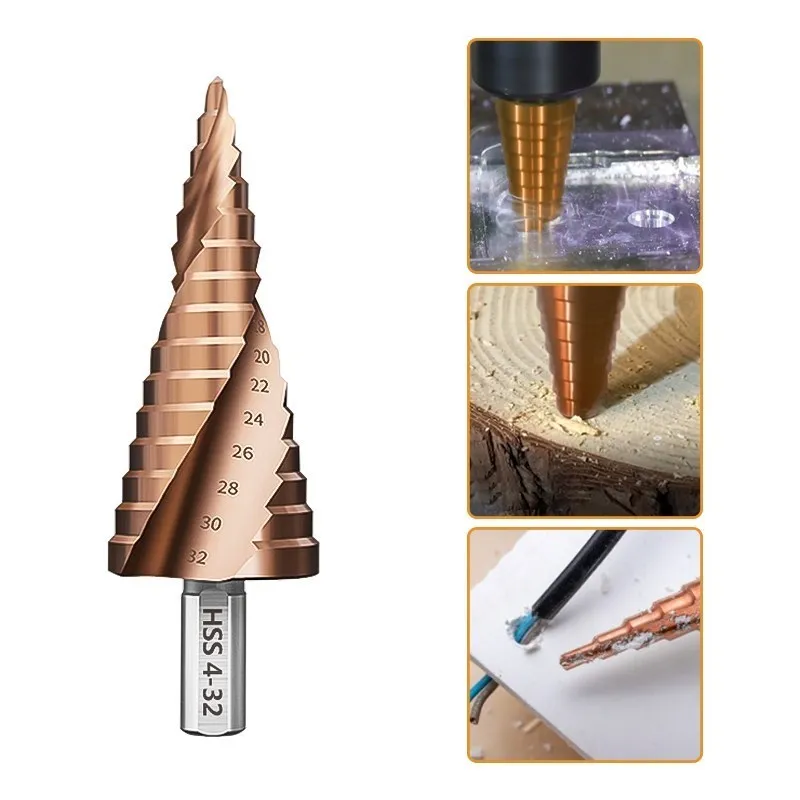 4-32mm 4-20mm HSS Titanium Coated Step Drill Bit Power Tools For Metal High Speed Steel Wood Hole Cutter Step Cone Drill TMP1105 (Color : 4-20mm - View #10