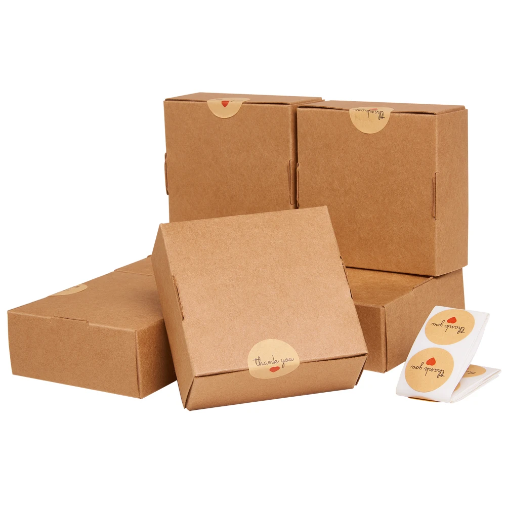 90pcs 3.35x3.35 Inch Kraft Paper Box Folding Box Square for Christmas