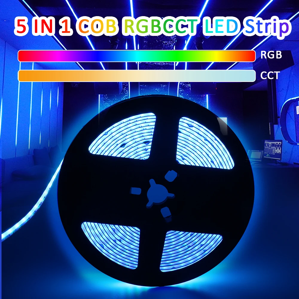 DC24V RGBCCT COB LED Strip 840 LEDs 12mm 5 IN 1 High Indensity Flexible ...
