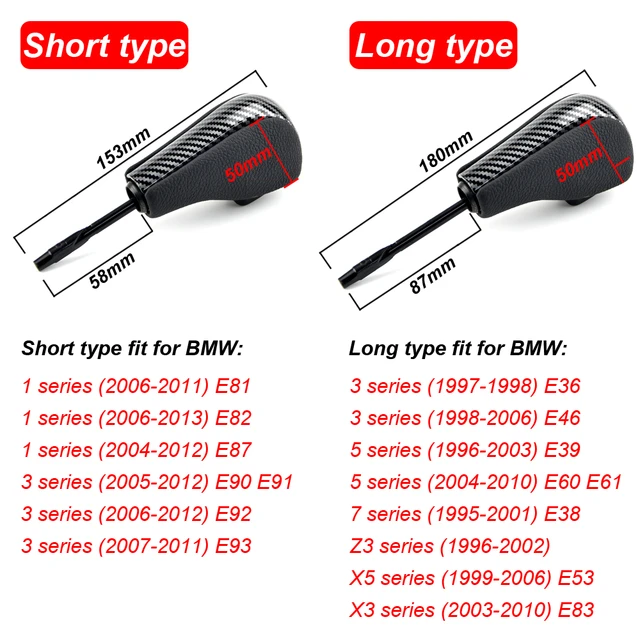 Automatische AT Kurze Lange Getriebe Stick Auto Shift Schaltknauf Für BMW  E81 E82 E87 E90 E91 E92 E93 E36 e38 E39 E46 Z4 Z3 E53 E60 X5 X3 - AliExpress