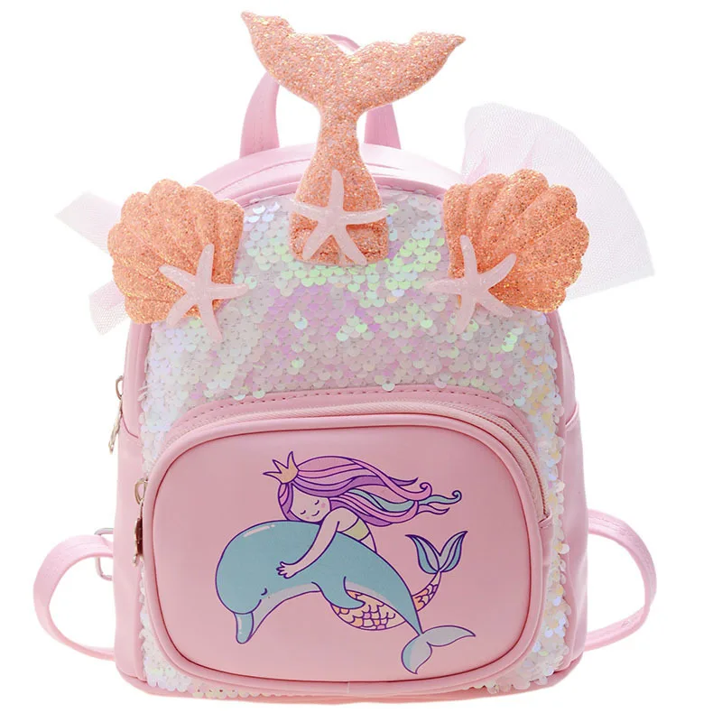 Personalized customization of new children's sequins, fashionable and foreign, cute backpack, mermaid girl kindergarten backpack 6