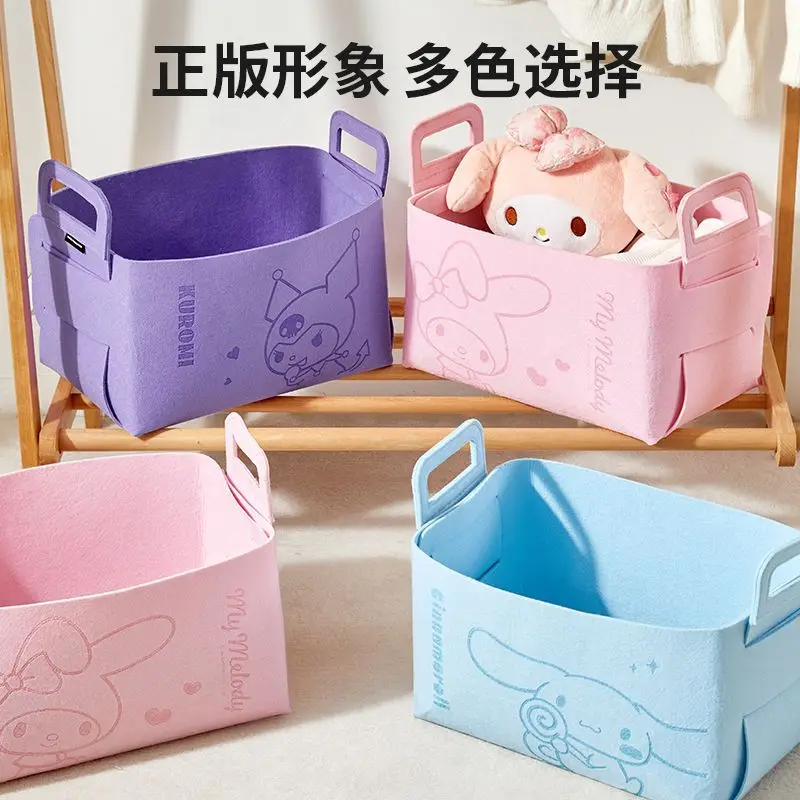Sanrio Felt Storage Box Snack Grocery Basket Kuromi Fabric Foldable Toy Cartoon Storage Basket Cinnamoroll Sorting Storage Box 5