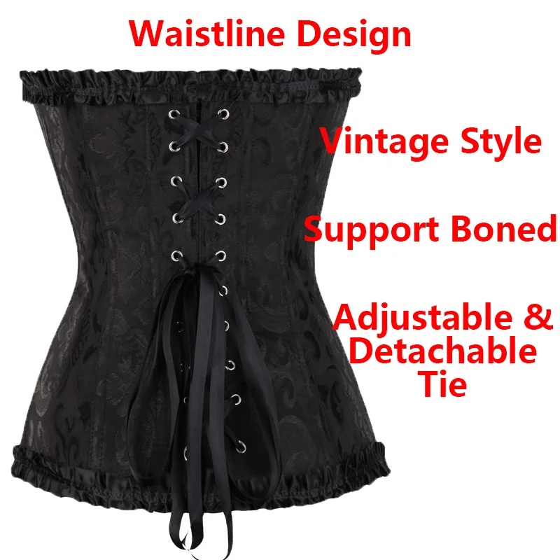 YBFDO Frauen Sexy Korsetts Bustiers Floral Spitze Tops Shapewear Burlesque Vintage Korsett Gothic Satin Dessous Mieder Overbust – Detail 3