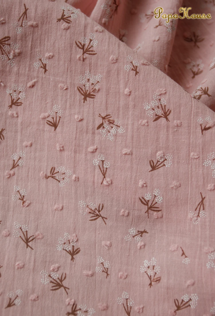 140x50cm Summer Cotton Fabric Fresh and Thin Little Floral Jacquard Dots Sewing Fabric Making Children's Clothing Dress Cloth cotton fabric