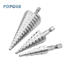 

Silver Step Drill Bit 4-12mm 4-20mm 4-32mm Hexagon Shank Straight Slot HSS Drill Bit for Wood Metal Core Drill Hole Opener