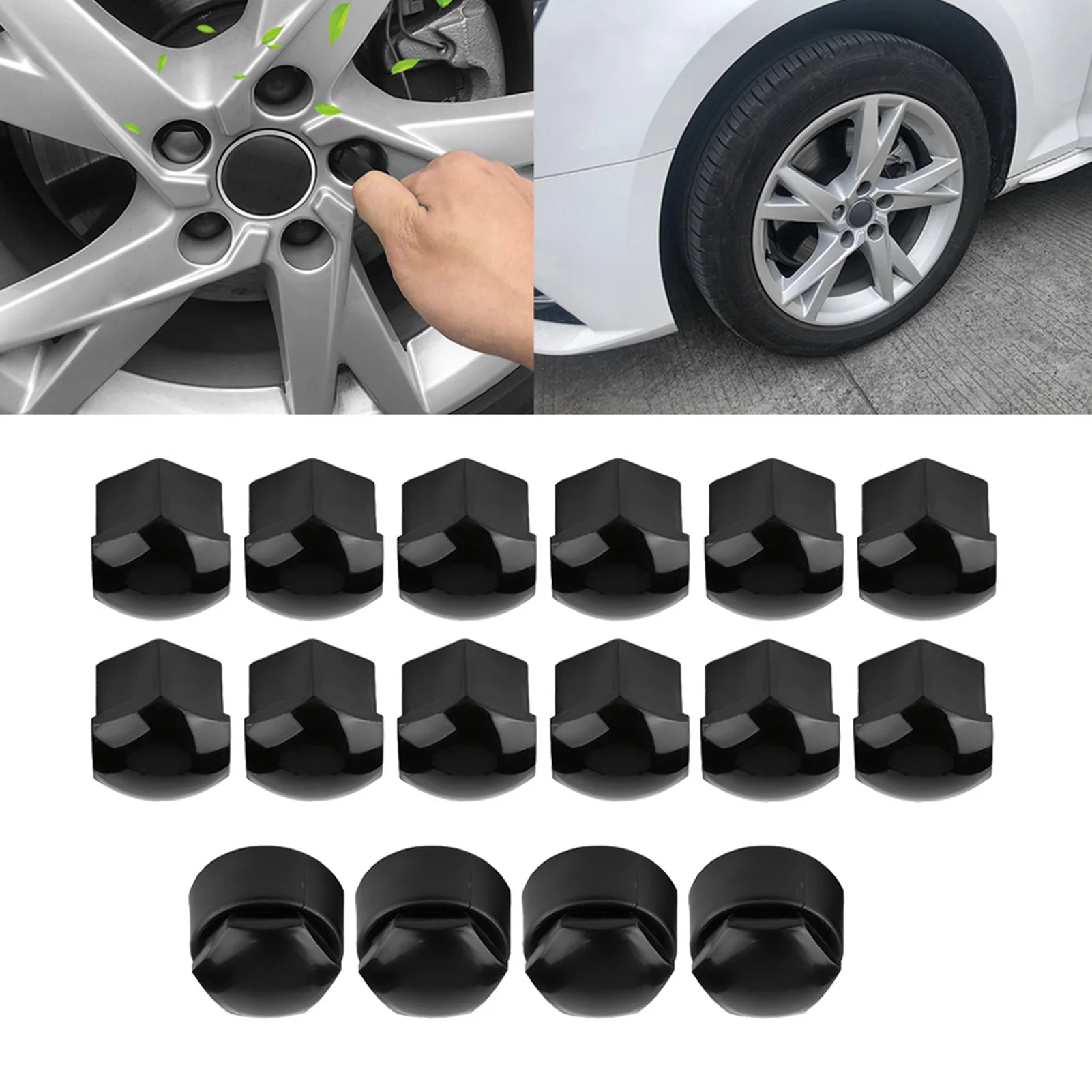 Wheel Hub Covers Caps Lug Nut Cover 16pcs 17mm Nut
