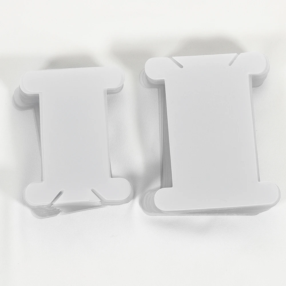 25pcs PVC Plastic Bobbins Spool Threading Cord Card for DIY Jewelry Cord Bulk Chain Winding Board Storage Tool Display Packaging