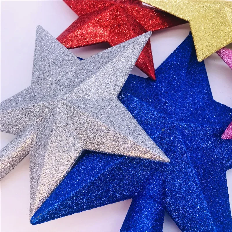 Christmas Tree Top Star Merry Christmas Decorations Home Shiny Gold Powder Five-pointed Star New Year's Ornament 10/15/20cm christmas star decoration
