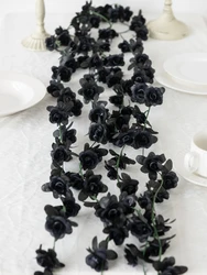 Elegant Rose Garland: Artificial Floral Vine for Weddings, Home Decor, and Garden Accents (Black)