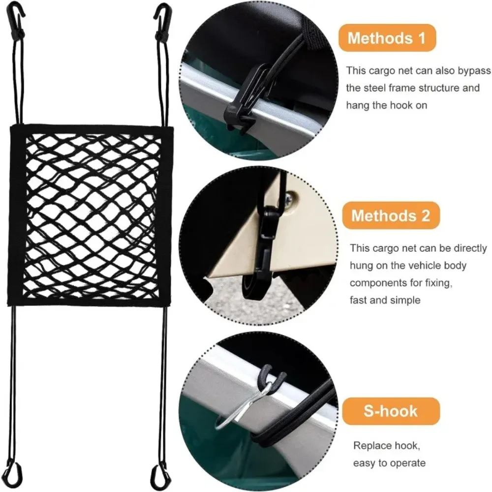 Motorcycle Cargo Net Double Layer for Helmet Storage Luggage with Hooks