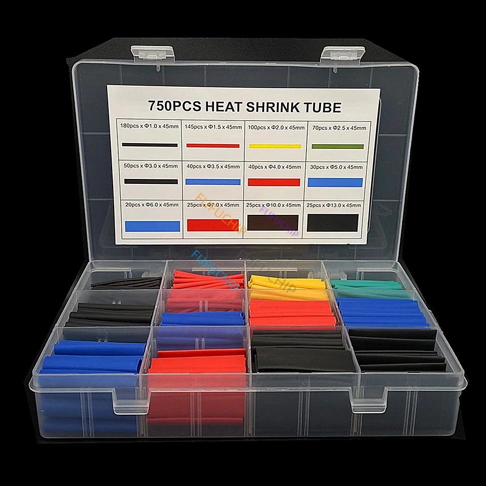 750pcs Heat Shrink Tubing Insulation Shrinkable Tubes Assortment