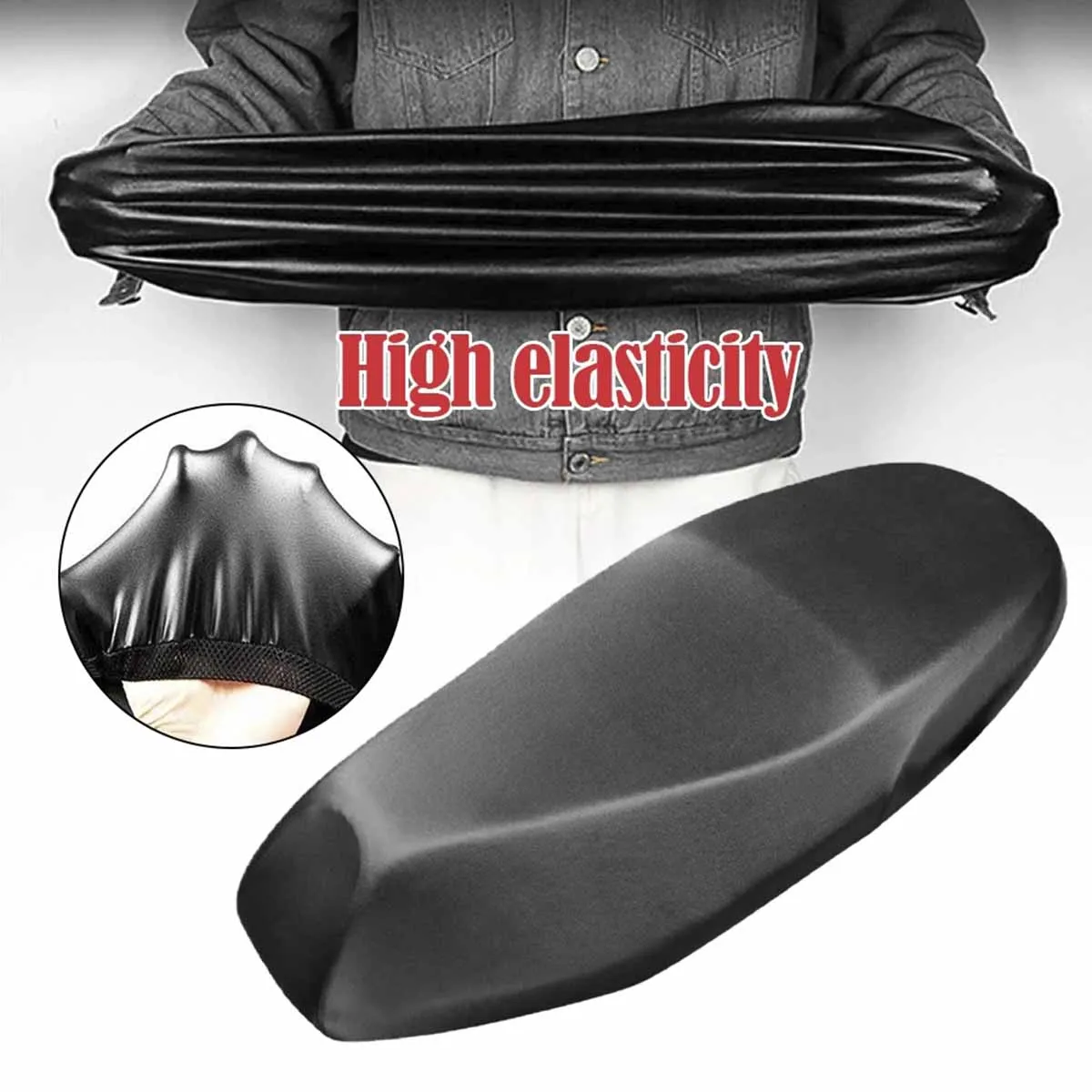 Motorcycle Seat Cover Universal Motorbike Seat Protector Cushion Elastic PU Leather Full Cover Waterproof