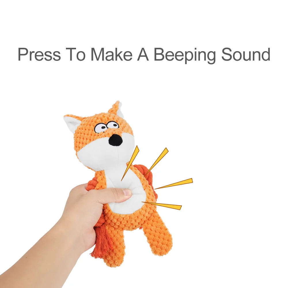 Cute Animal Rope Dog Toy Cute Plush Puppy Chew Pet Squeak Knot Toy Cartoon Rabbit Monkey 4