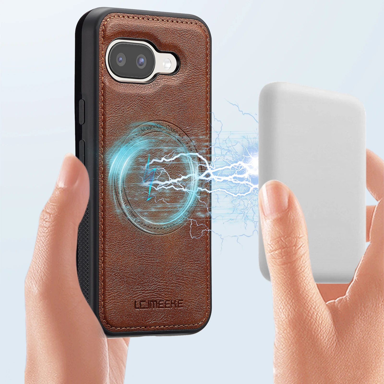 Luxury Magnetic Leather Phone Case with Wireless Charging and Shockproof Slim Fit Design