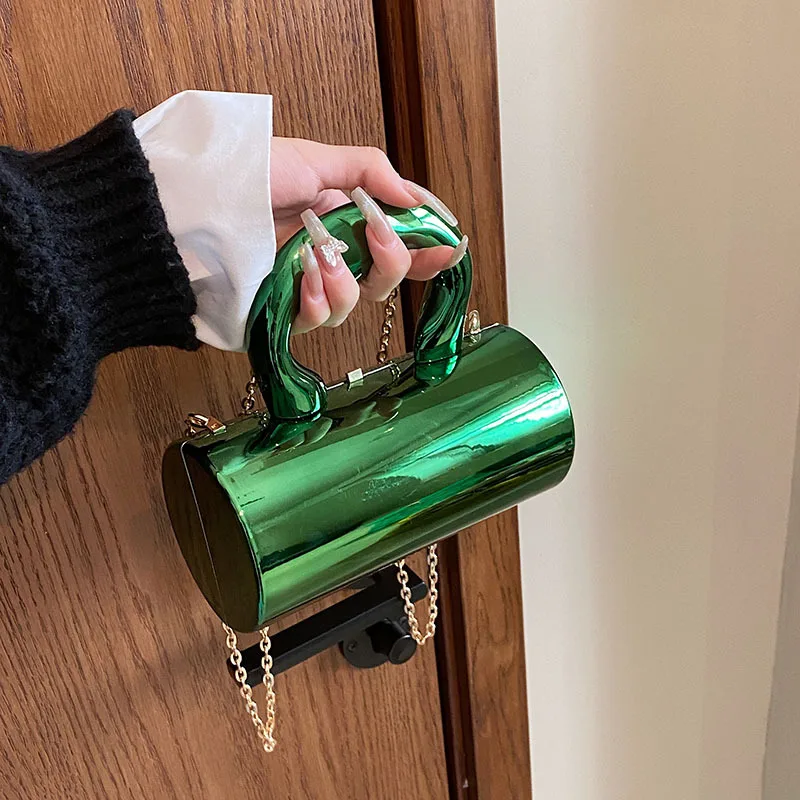 Mini Party Purse Crossbody Bag Shoulder Bag Gold Box Clutch Women's Handbag Women's Party Clutch Fashion Cylindrical Bag