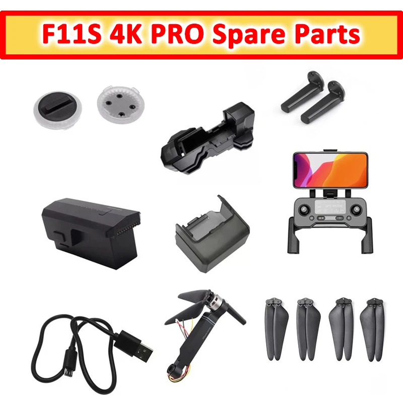 Sjrc F11S 4K Pro Drone Original Spare Part Motor Arm/ Lampshade/ Landing Skid/ Propeller Blade/ Usb Charger/ Ptz Cover Etc.