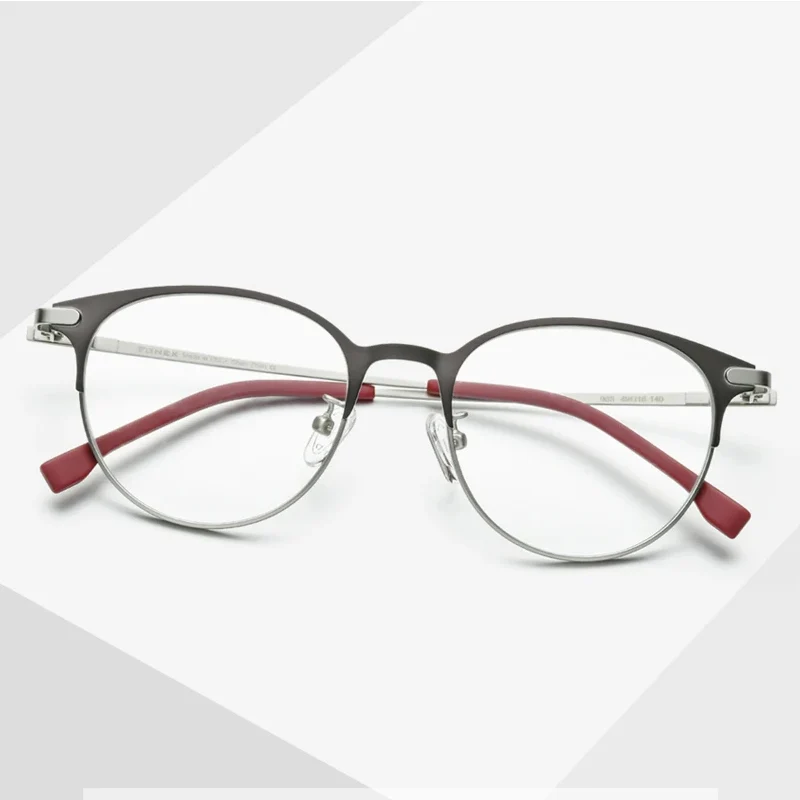 Alloy Glasses Frame Women Ultralight Vintage Round Eyeglasses Men Retro Japanese Screwless Eyewear